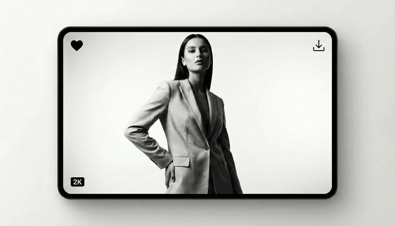 AI-generated fashion model result displayed in preview interface