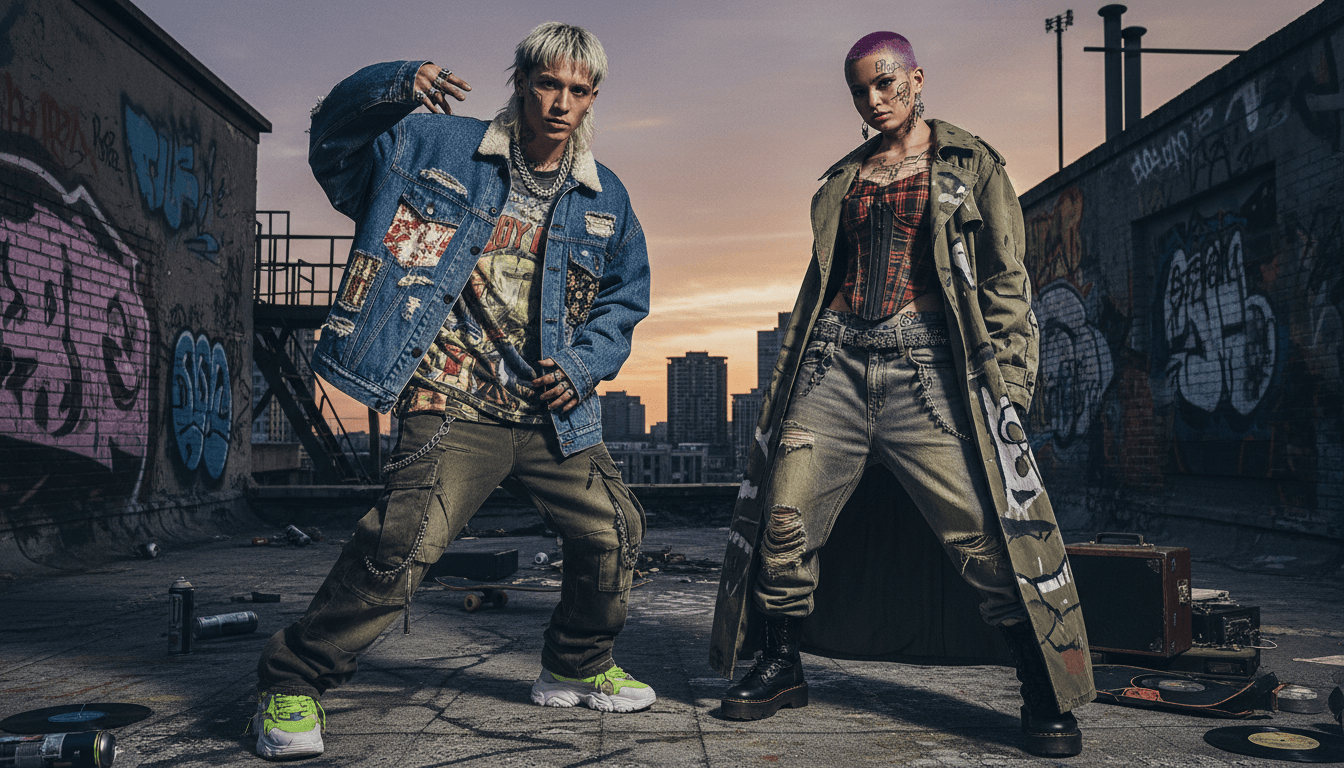 Edgy Gen-Z streetwear photography with AI models for Depop marketplace listings