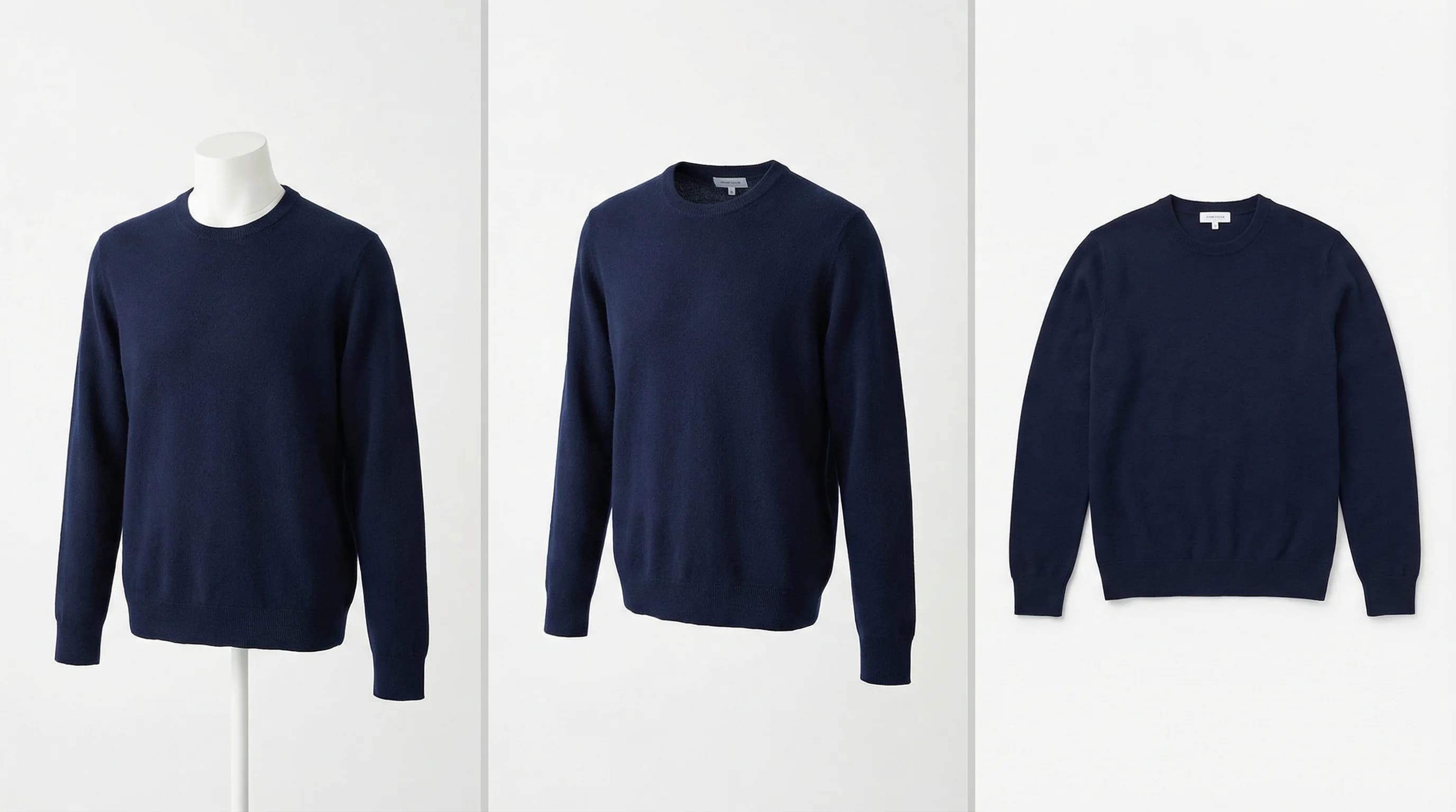 Comparison of ghost mannequin vs regular mannequin vs flat lay clothing photography methods