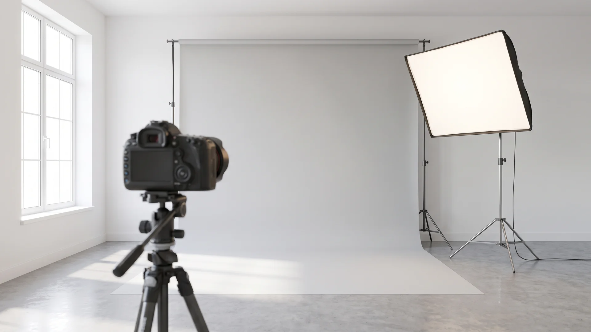 Studio setup used to create AI fashion model photography
