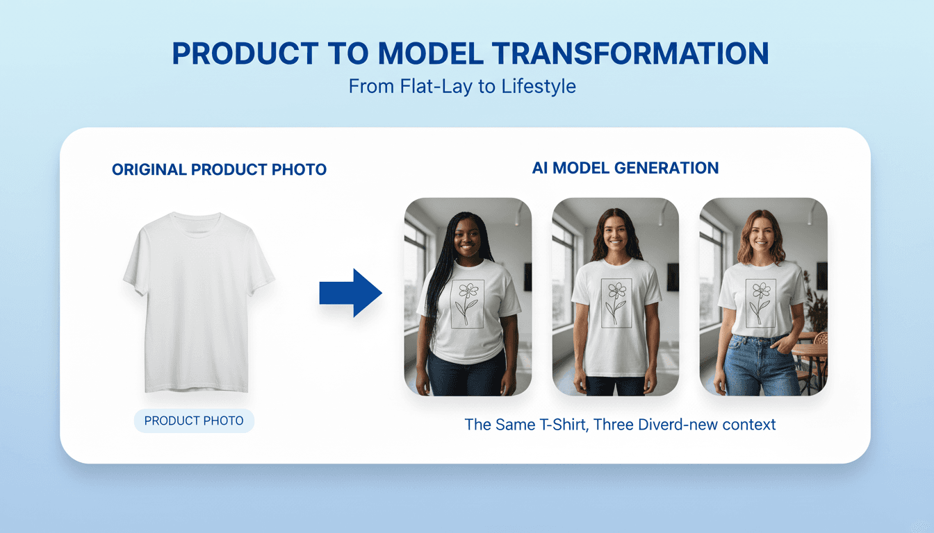 Product to model AI transformation from flat-lay to professional model photography